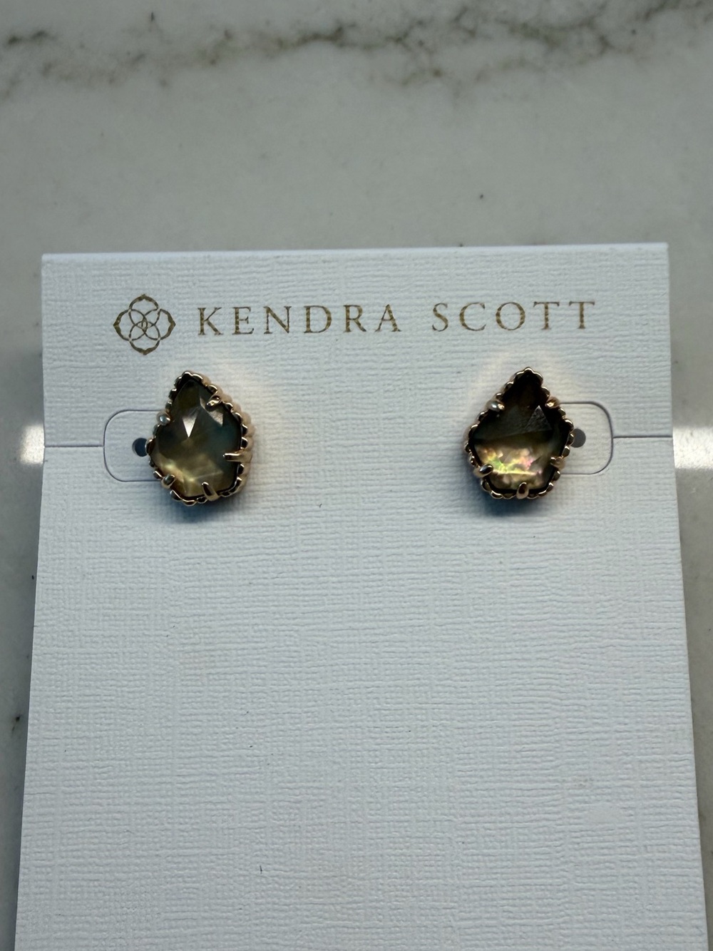 NEW!! Kendra Scott Tessa Teardrop Stud Earrings - Gold Trim